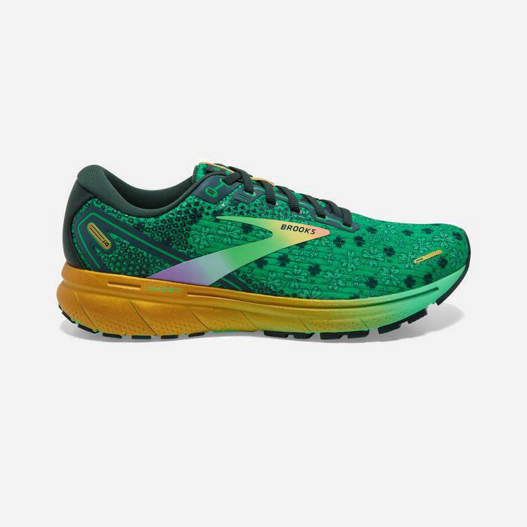 Brooks Ghost 14 Israel - Women's Cushioned Road Running Shoes - Bright Green/Gables/Gold (24095-BKUW